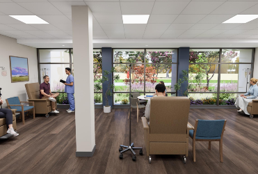 Shawnee Cancer Center rendering of patient infusion room